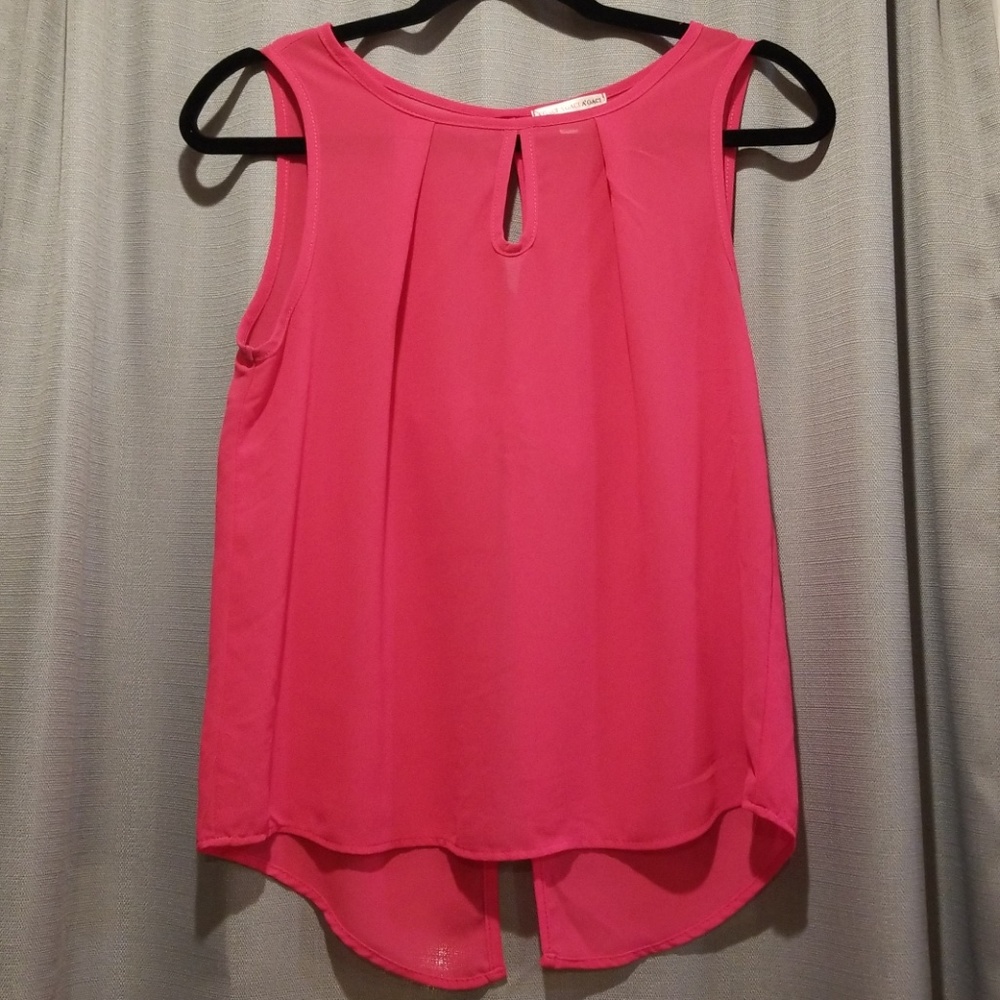 Open back sheer pink blouse